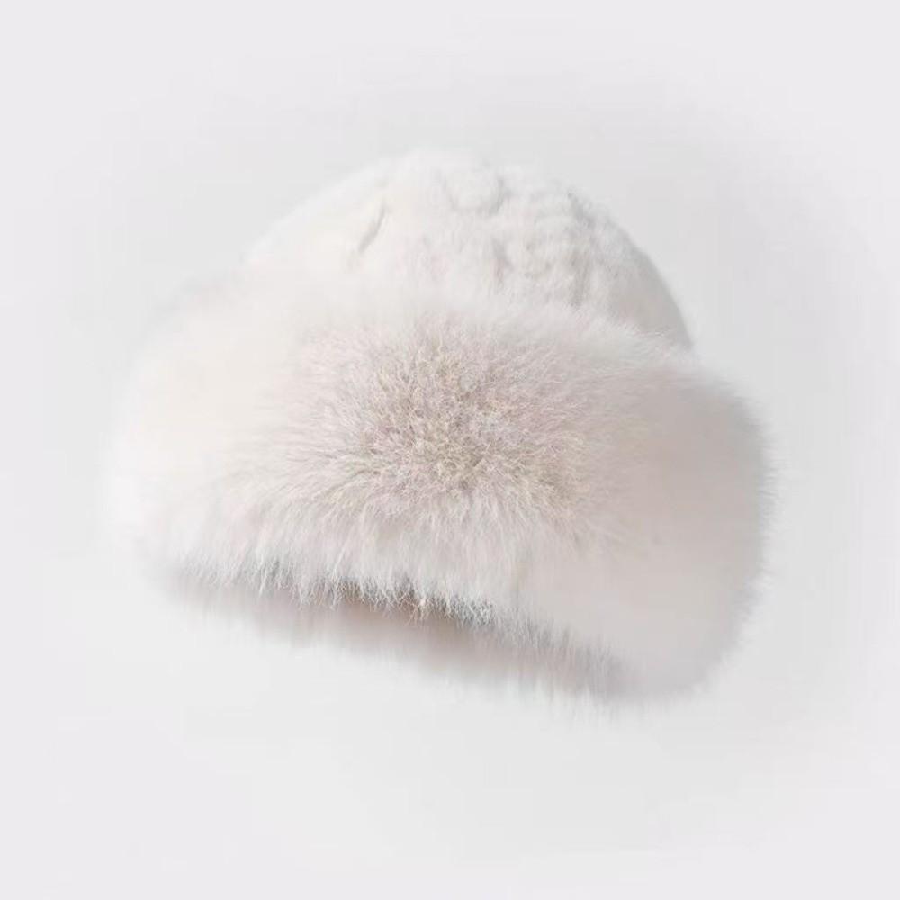 Soft Thicken Bucket Hat Fluffy Faux Fur Ear Protection Fisherman Cap Solid Color Keep Warm Beanies Hat Winter