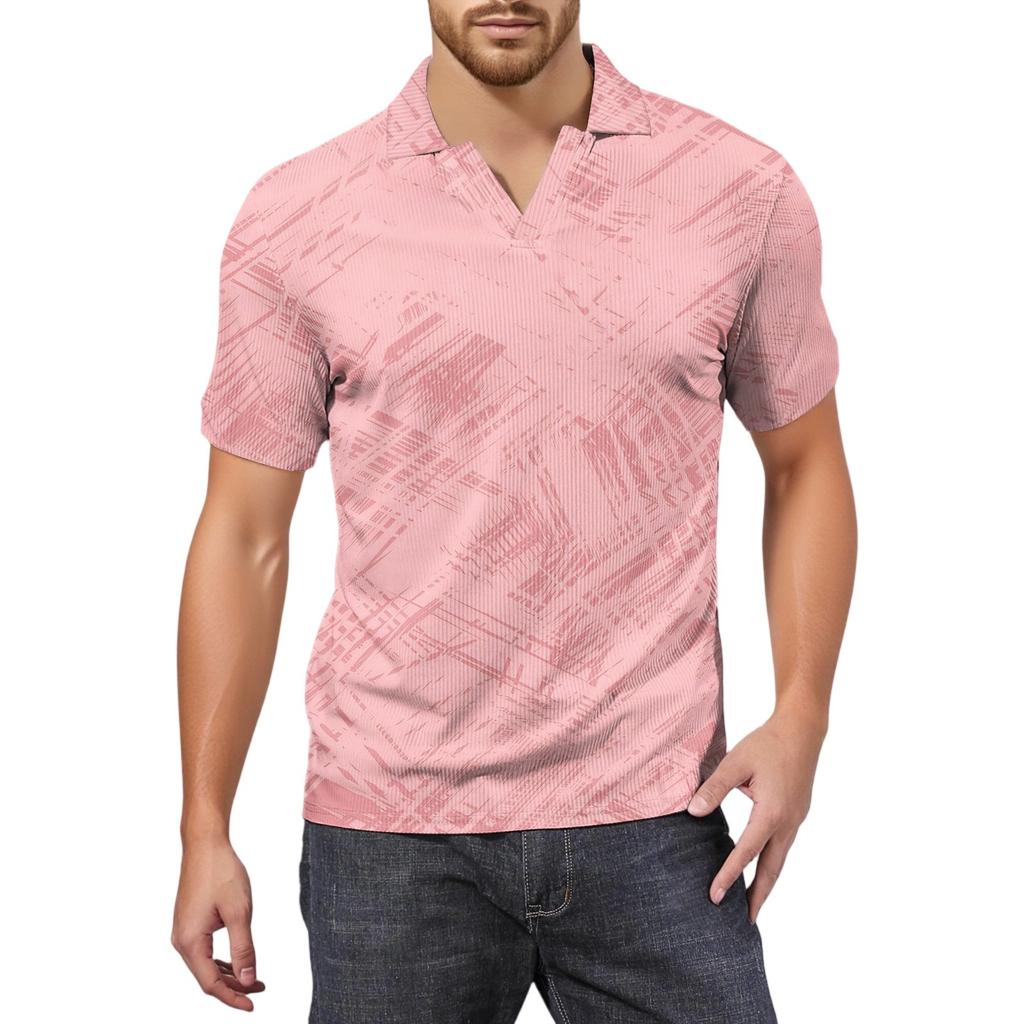 Мужская модная футболка для гольфа с коротким рукавом и V-образным вырезом