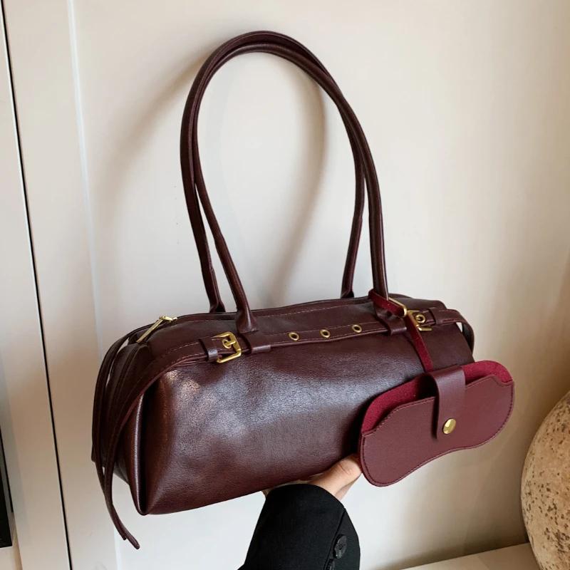 Buckle Decoration Fashion PU Shoulder Bag Solid Large Capacity All-match Handbags Purse Bags for Women Bolsa Mujer