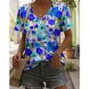 Fashion Women's V-Neck T-Shirt Summer Casual Outdoor Short Sleeve Tops Floral Printed Style OverSize Loose Women's Clothing
