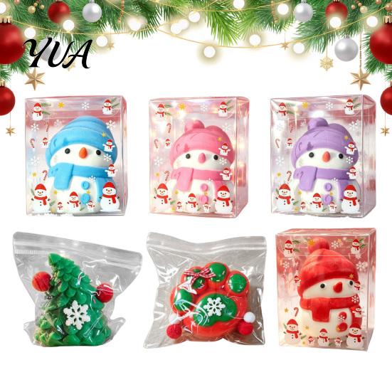 Holiday Stress Relief Toy Christmas Snowman Toy, Soft Xmas Tree Squeeze Cat Paw Fidget Sensory Party Favors Portable