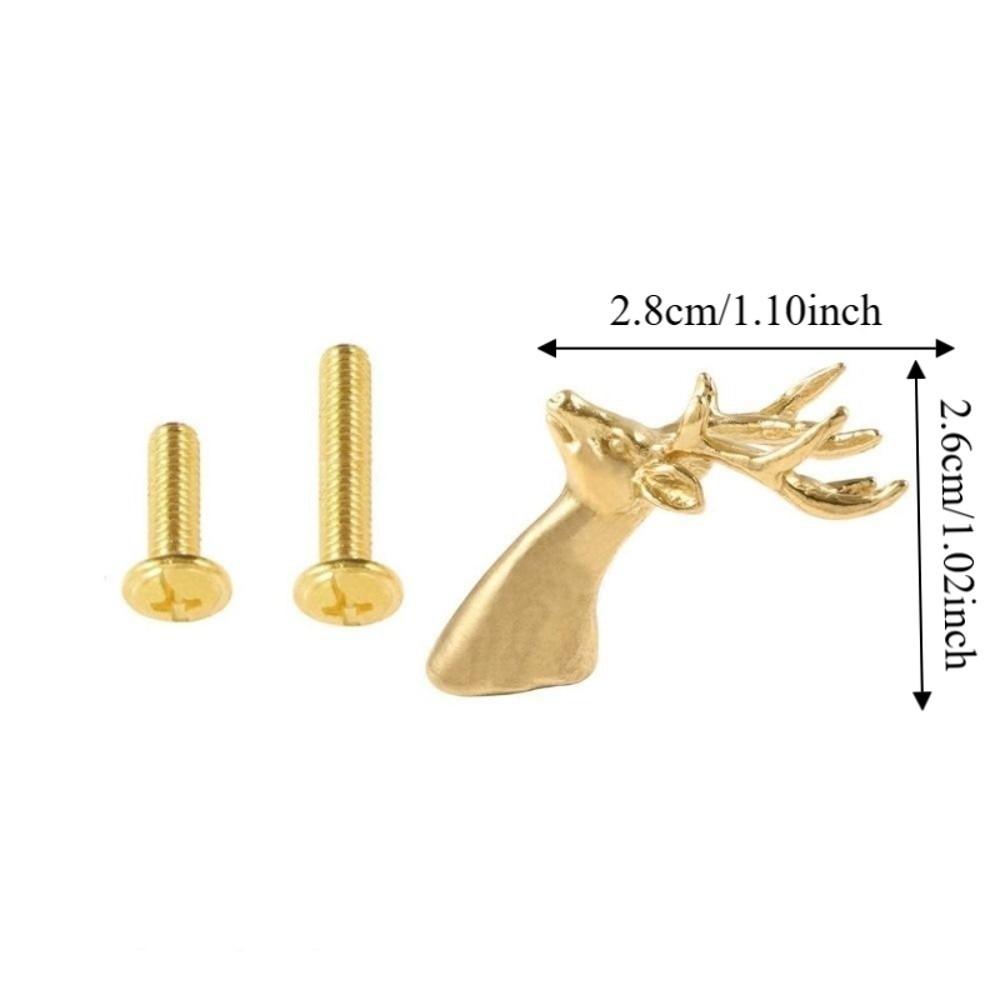 Single Hole Solid Deer Head Drawer Handle Retro Wardrobe Door Handle with Screws  Wardrobe