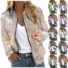 Women's Outerwear Print Long Sleeve Casual Zipper Tops Cardigan Shirt Slim Jacket For Women