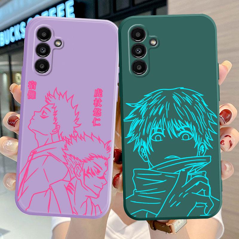 Cartoon Jujutsu Kaisen Phone Case For Samsung Galaxy A71 A21s A01 A03s A70 A31 A02 A51 A50 A11 Silicone Square Liquid Cover Bag