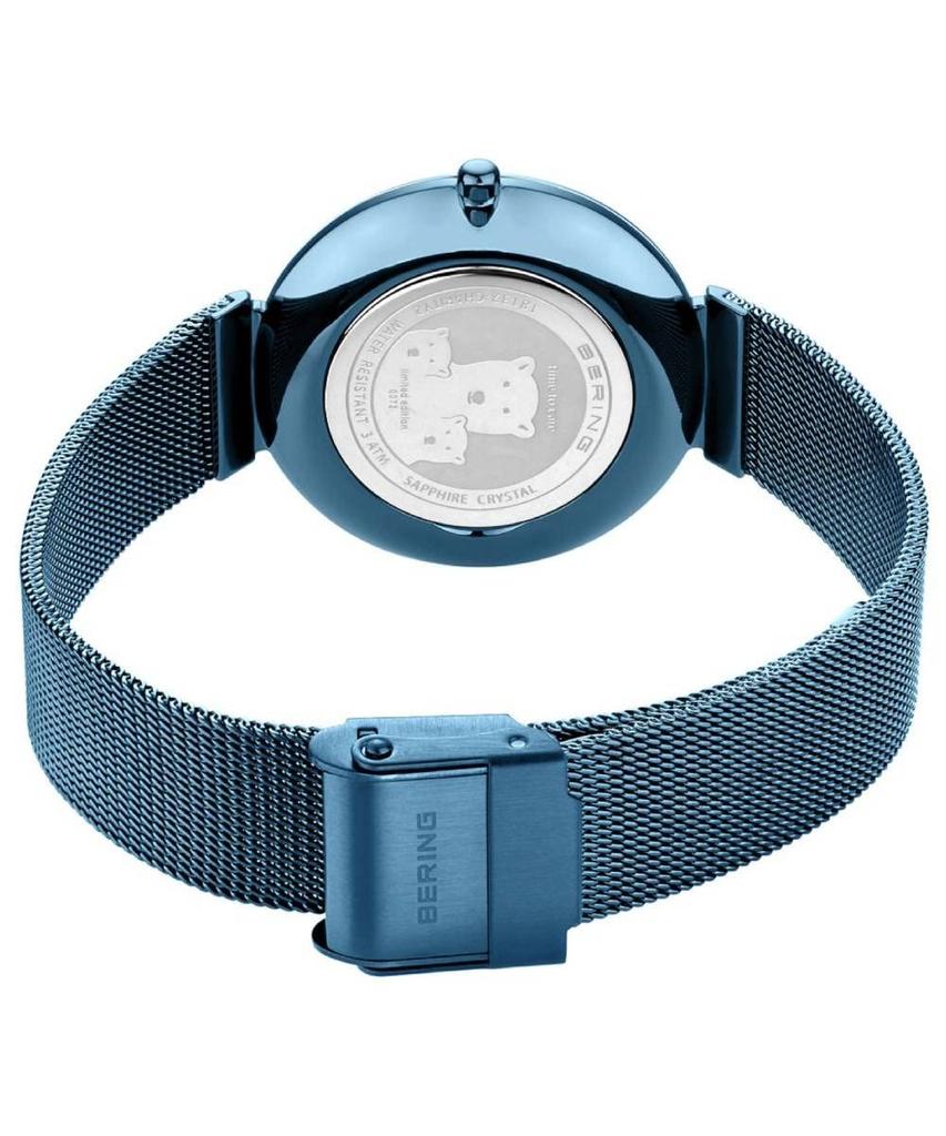 BERING Charity Blue Stainless Steel Mesh Time to Care Official Internal Sapphire Women's Watch, Quartz, Strap, 18132-Charity1, Import, 3-Year