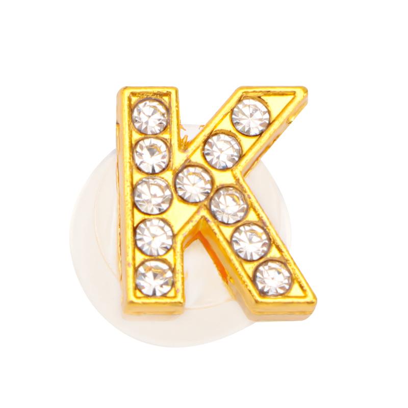 Новые золотые буквы алфавита, шармы для обуви, металлическая кнопка, стразы, корона, украшения для обуви, аксессуары для садовой обуви для женщин, мужчин, 1 шт.