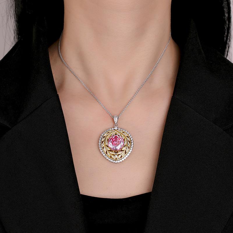 Jewelry Copper Bottom Gold-Plated Millennial Cut Dragon Fruit Color Temperament Pendant Female Lead Stone 14Mm