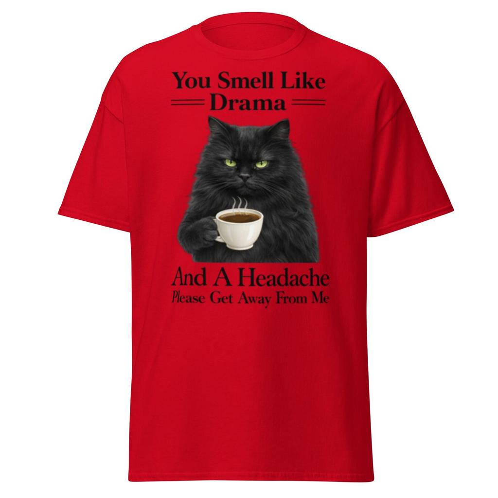 Grumpy Cat Coffee Drama Headache Tee, Sarcastic Cat Lover Humor Shirt