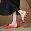 2024 Hot Selling Women's Slippers Summer Women's Shoes Fashion New Large Size Solid Color Flower Decorated Women's Flat Shoes