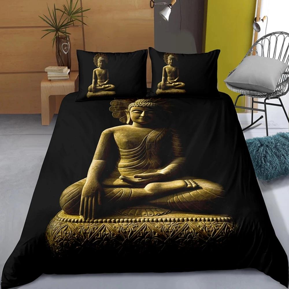 Комплект постельного белья King Queen Size с изображением Будды в стиле бохо-мандала, красочный дизайн, Бог Ганеша, пододеяльник из полиэстера, индийский символ, покрывало для пододеяльника