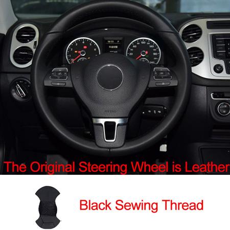 Sewing Car Steering Wheel Cover Volant Funda Volante For Volkswagen VW Gol Tiguan Passat B7 Passat CC Touran Jetta Mk6 Non-slip