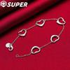 925 Sterling Silver Five Heart Chain Bracelet Jewelry