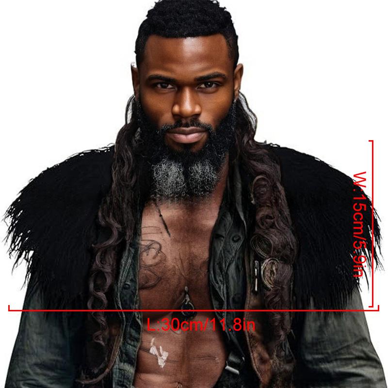 1Pc Viking Shawl Stage Performance Halloween Role Play Shoulder Wrap Medieval Warrior Collar Faux Fur Men Cape