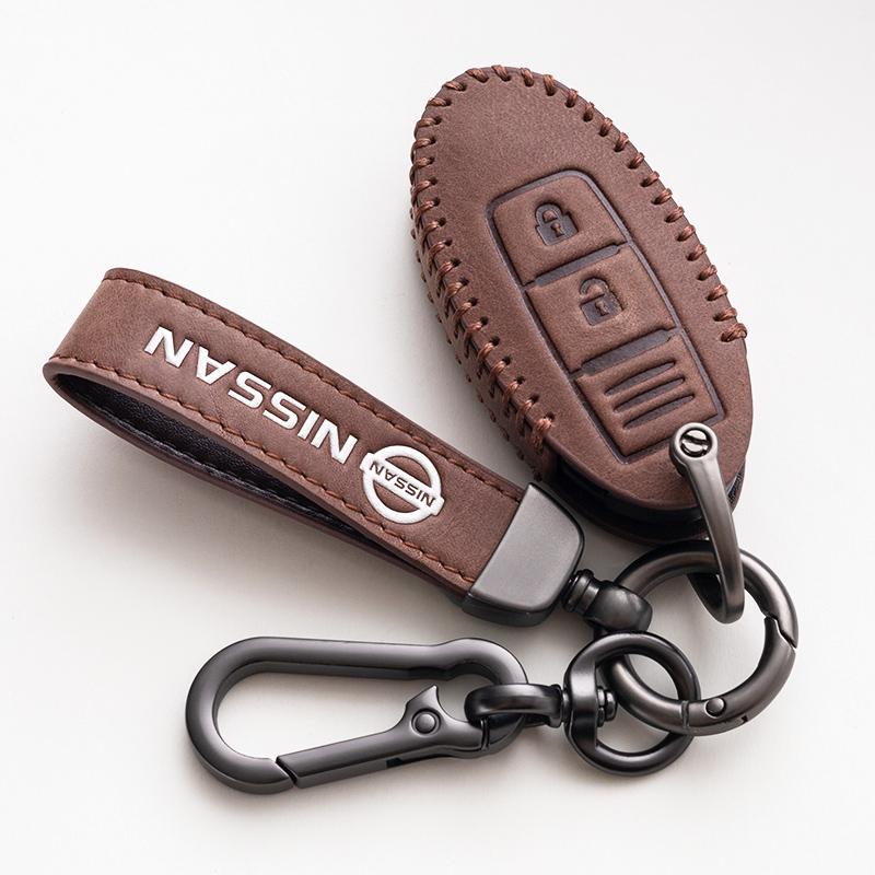 ACN1 Zinc Alloy Style Car Leather Key Case Cover Shell Fob Holder Accessories for NISSAN-Tiida Qashqai X-TRAIL Terra18 370Z MARCH 15