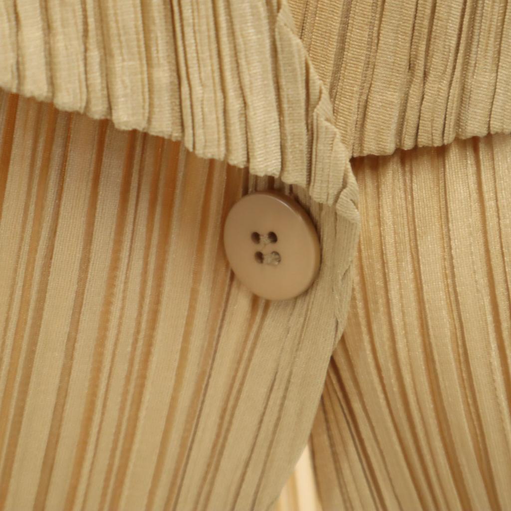 PLEATS PLEASE Made In Japan Long Sleeve Pleated Jacket 3 Beige Women Used