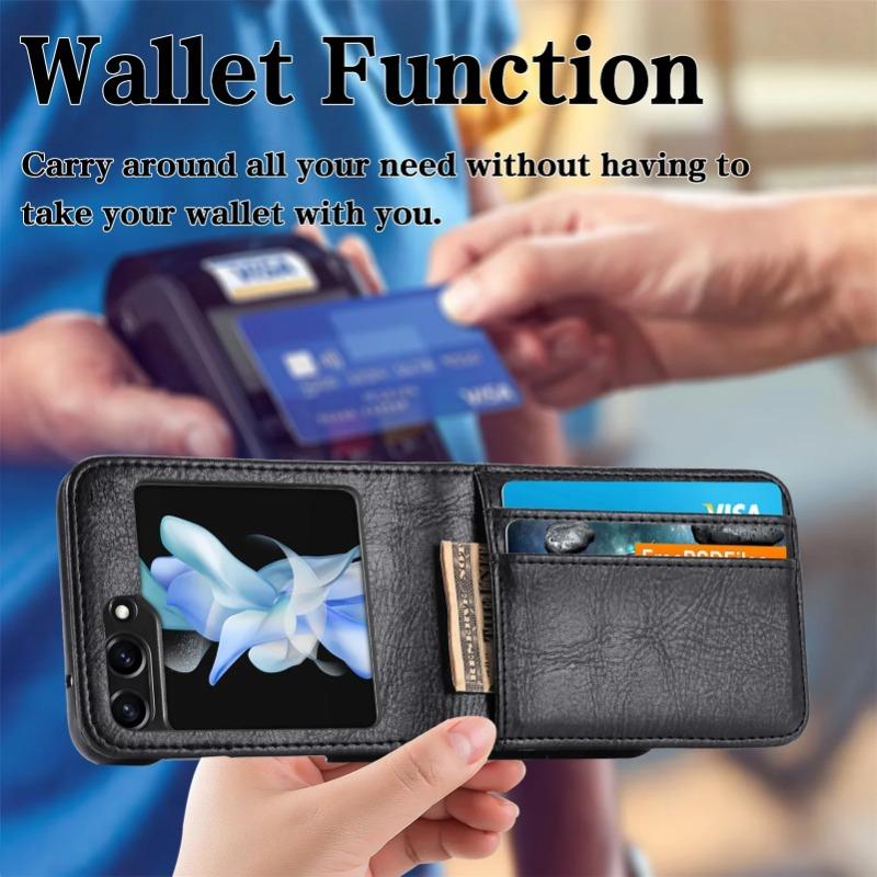 Multi Card Slots Wallet Phone Case for Samsung Galaxy Z Flip 6 5 4 3 5G Flip Leather Protection Phone Bag Cover Z Flip6 Flip5 Flip4 Flip3