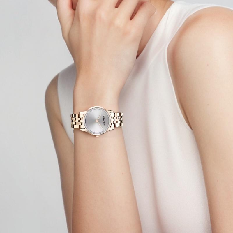Calvin Klein Timeless Collection Watch Quartz Movement Steel Bracelet 32Mm Gray Dial Women watches 25000018