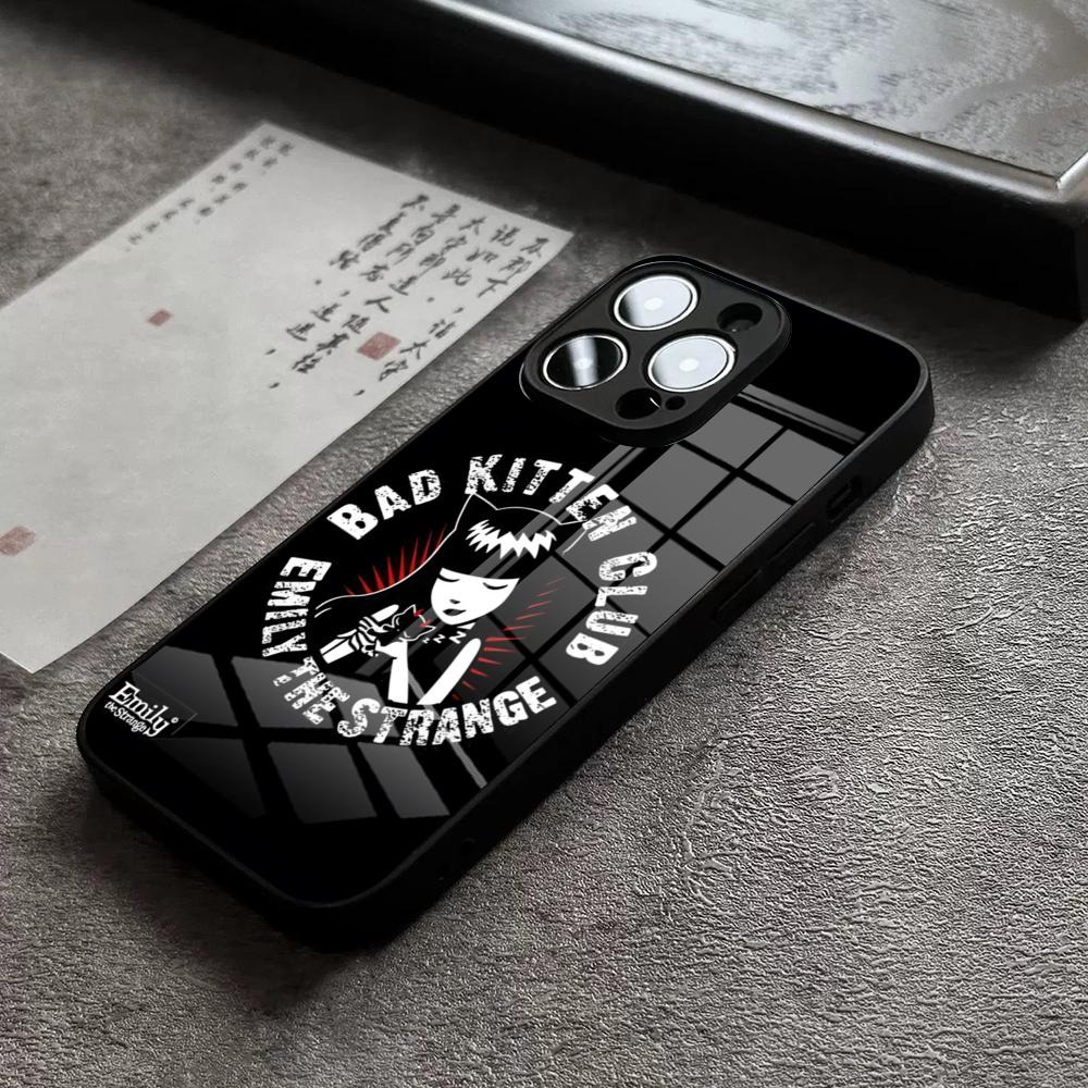 E-Emily The Strange Phone Case for iPhone 18 15 14 Pro 12 11 13 Mini X XR XS Max 8 7 6 Plus SE Glass Design Back Cover