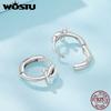 WOSTU Simple Ankh Cross Hoop Huggie Earrings For Women Solid 925 Sterling Silver Ankh Cross Ear Cuffs Family Lover Jewelry Gift