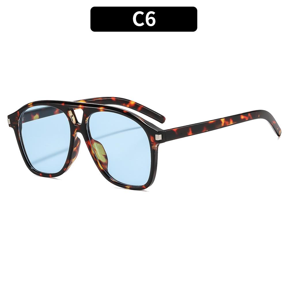 1pc Retro double-bridge aviator sunglasses—versatile, trendy, and perfect for outdoor sun protection.