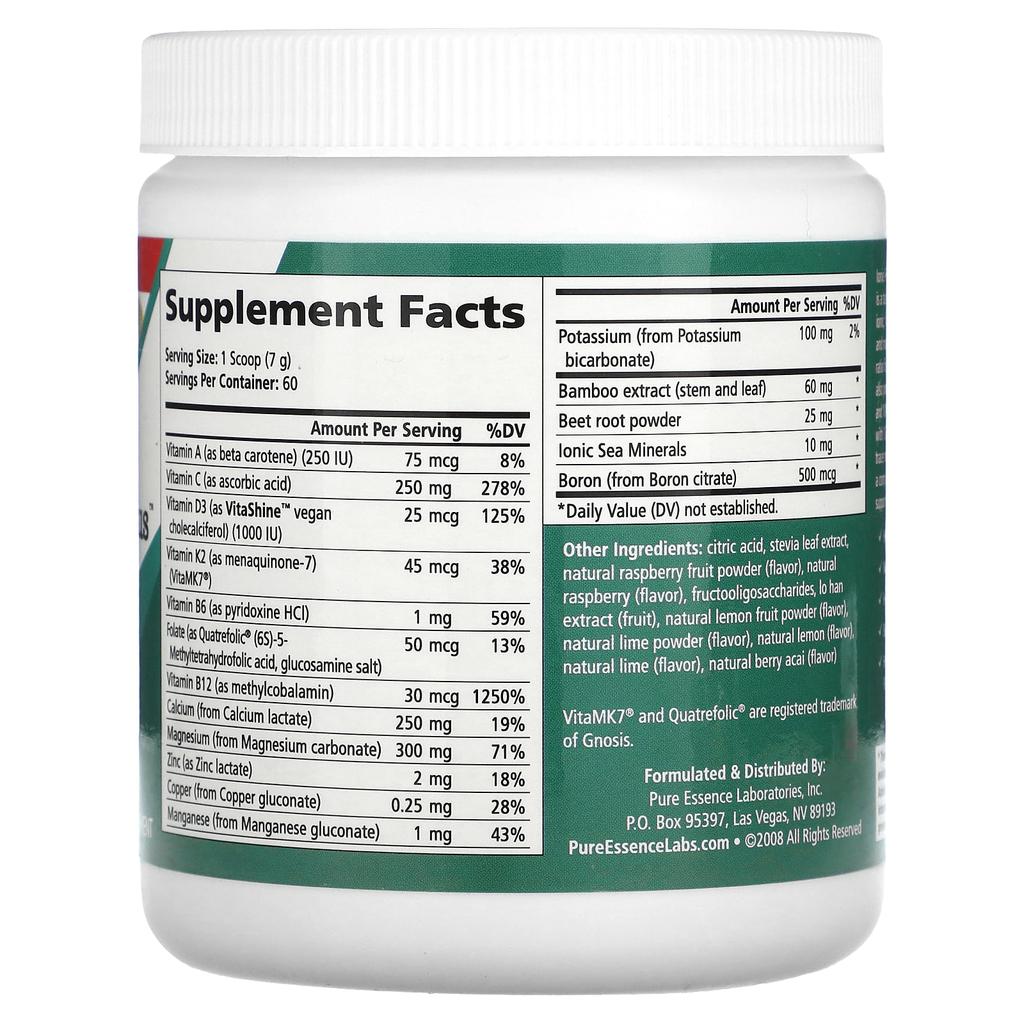 Pure Essence Ionic-Fizz, Super D-K Calcium Plus, Raspberry Lemonade, 14.82 Oz (420 G)