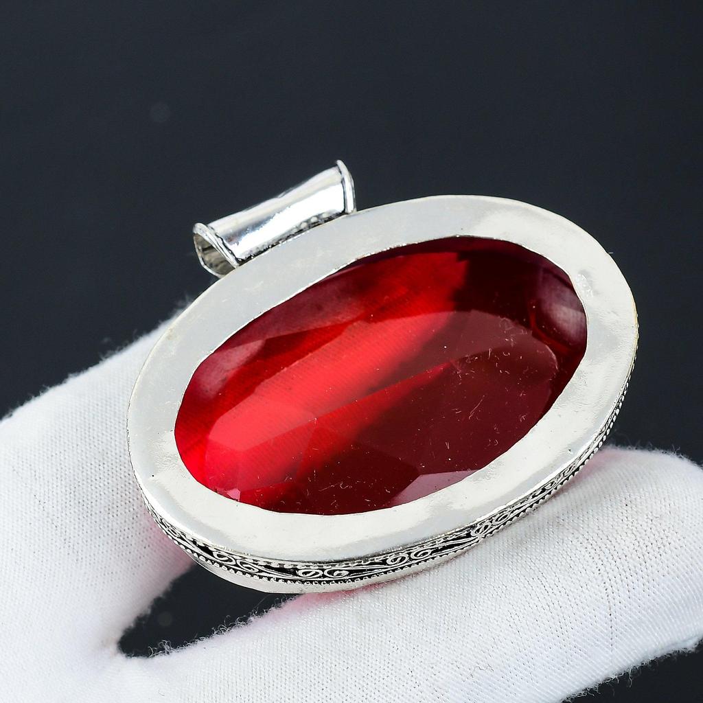 Серебряный кулон с красным гранатом и драгоценным камнем, серебро 925 пробы — дизайн ручной работы, повседневные украшения, уникальные кулоны, подарки на День отца