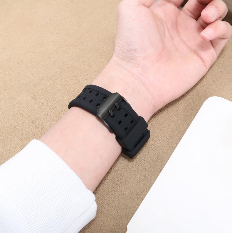 [syzynicy] Мягкий силиконовый ремешок для часов, совместимый с Luminox 1820/7251/3050/3051/3150/3080/8800 (Черная пряжка, 23 мм)