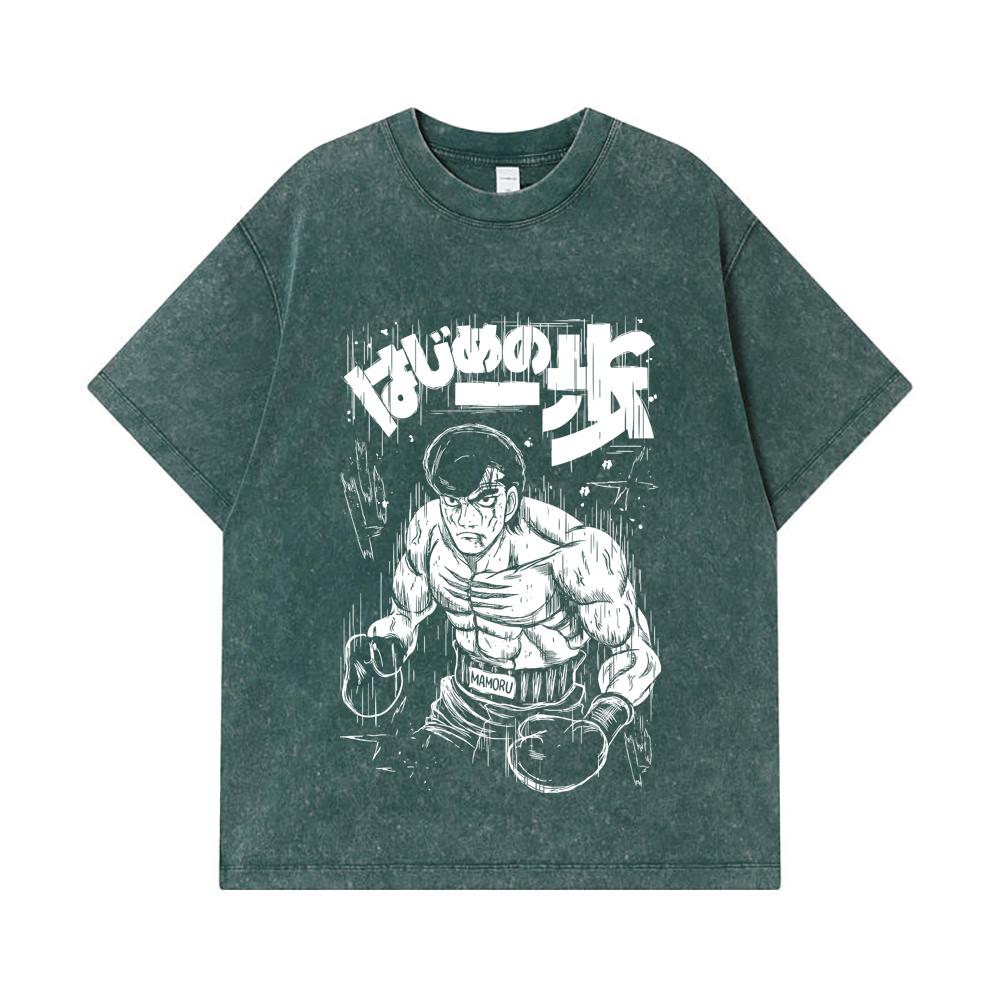 275 GSM Washed T-shirts 100% Cotton Hajime no Ippo V6 Mamoru Print Unisex Heavy Cotton T Shirt
