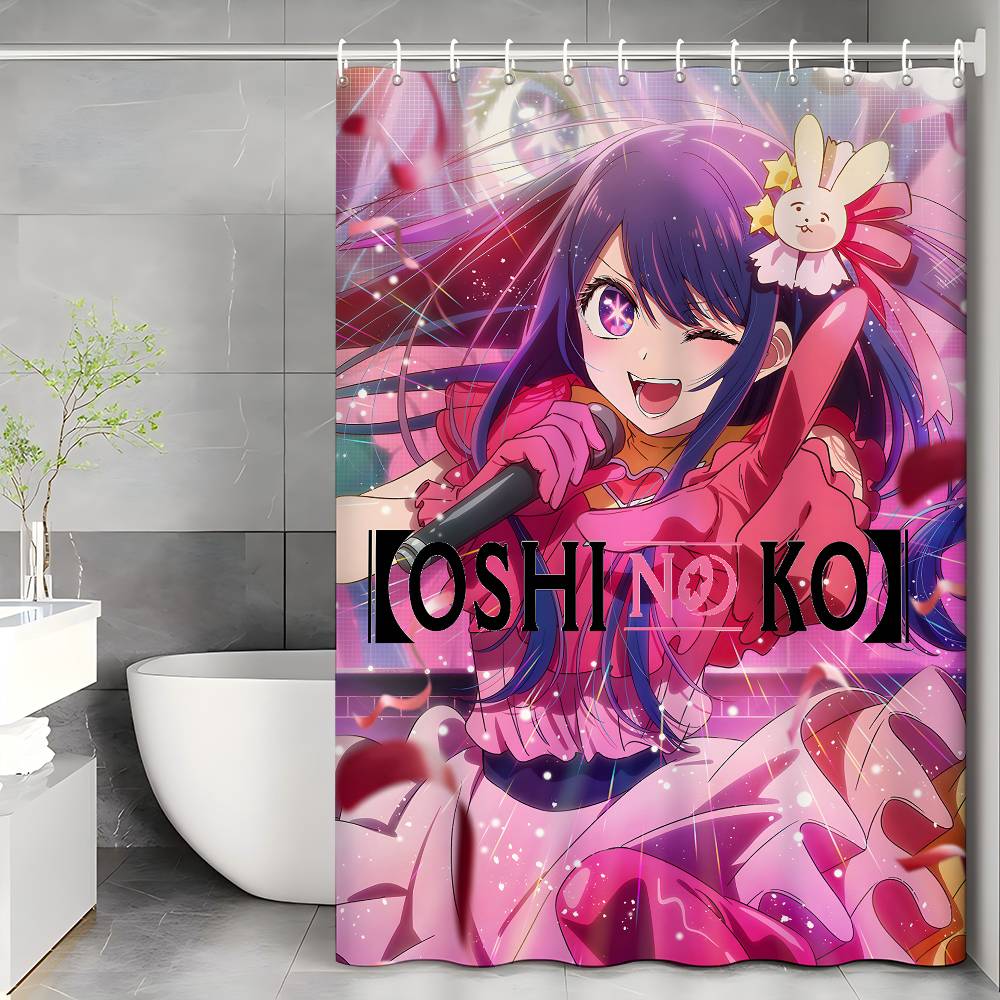 Oshi No Ko Anime Ai Hoshino Simple Bathroom Shower Curtain Shielding Partition Shower Curtain Quick Dry Can Be Scrubable Light