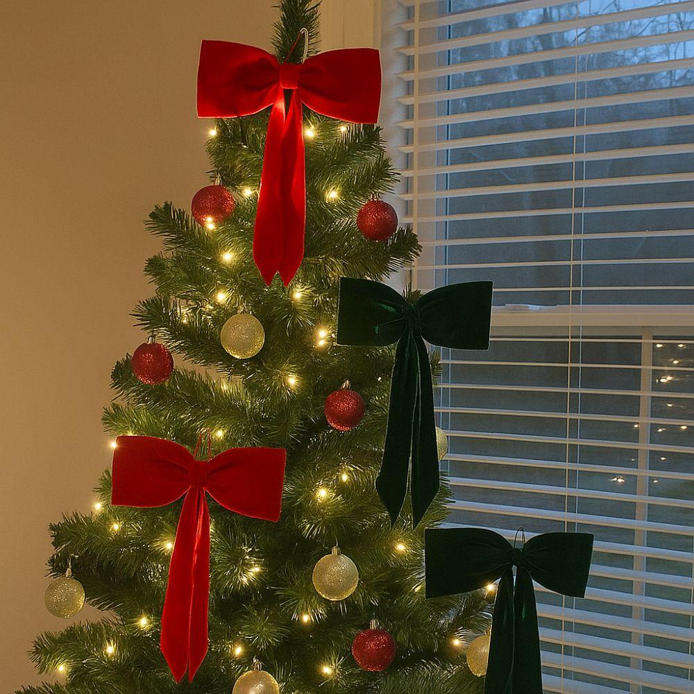 Red Green Large Bow Decor Soft Hanging Bowknot Christmas Bow Decoration  Holiday Season