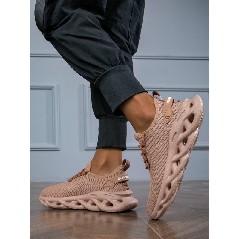 PLUS SIZE Mens Fashion Sneakers - Solid Woven Knit, Blade Design, Ultra-Breathable & Non-Slip - Soft Sole, Comfortable Casual Shoes for All-Day Wear