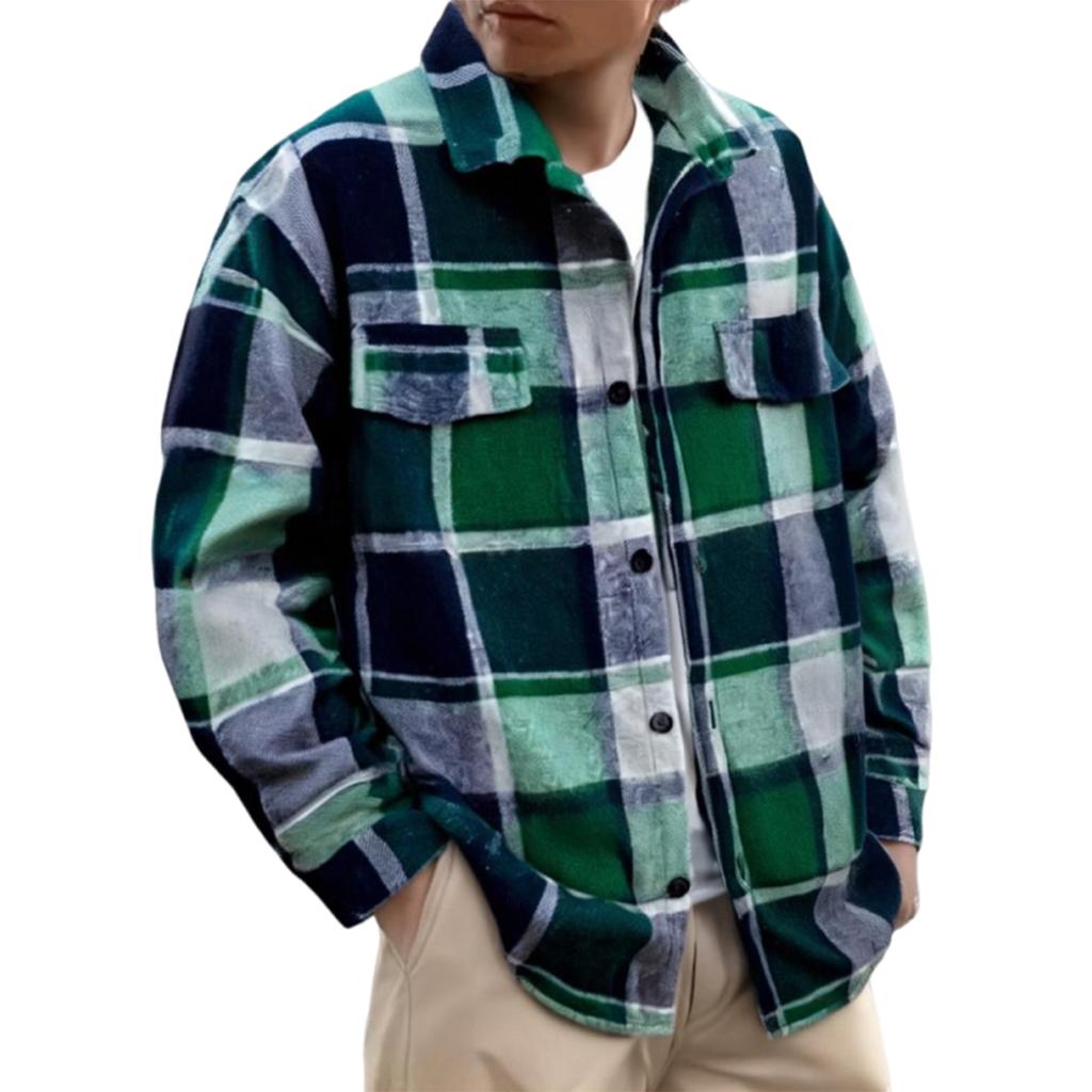 Men's Flannel Shirts Button Down Plaid Shirt Long Sleeve Collared Shirts Jacket Casual Fashion Shacket With