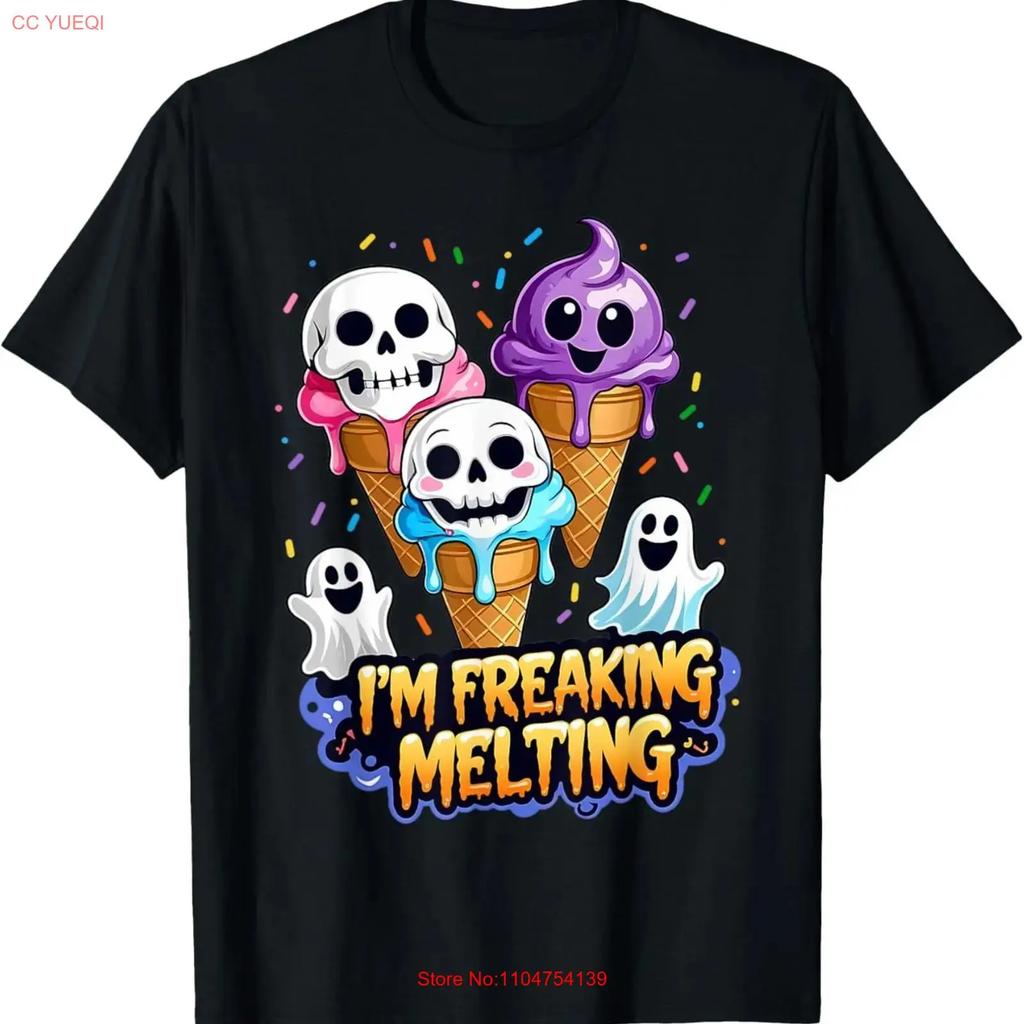 Cute Im Freaking Melting Skull Ice Cream Halloween T Shirt vintage Washed designer clothes Casual graphic Unisex Comfortable