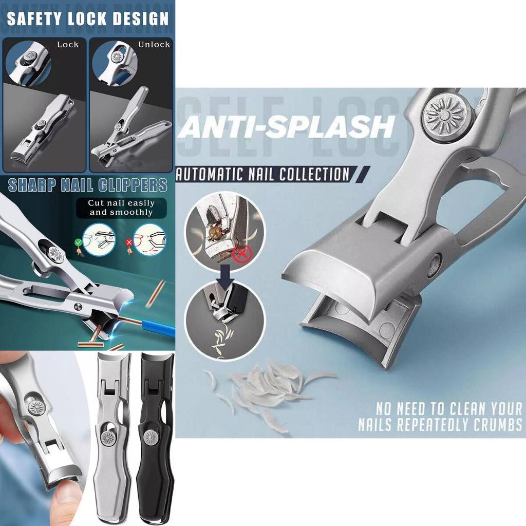 Премиальный набор кусачек для ногтей из нержавеющей стали с защитой от брызг для толстых ногтей в стильном металлическом футляре