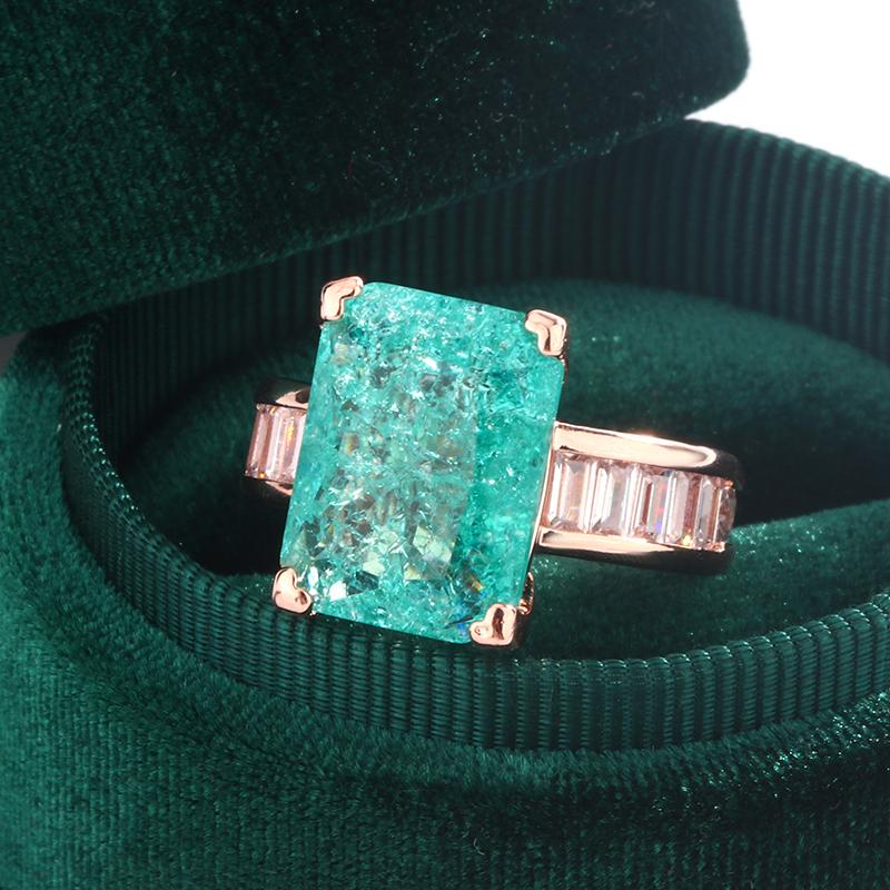 Women's Ring Fashion Luxury Wedding Accessories Geometric Green Crystal Cubic Zirconia Light Luxury Elegant Women's Jewelry Gift