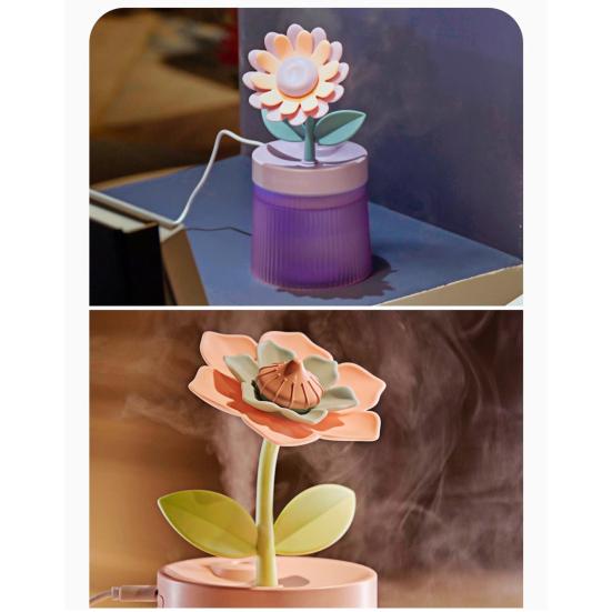 USB-увлажнитель большой емкости в форме цветка с двойным распылением, низким уровнем шума, автоматическим выключением, увлажнитель воздуха, диффузор эфирных масел со светом