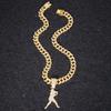 European American Trendy Men Baseball Player Inlaid Diamond Pendant Hip Hop Rap Cuban Chain Alloy Fashion Jewelry