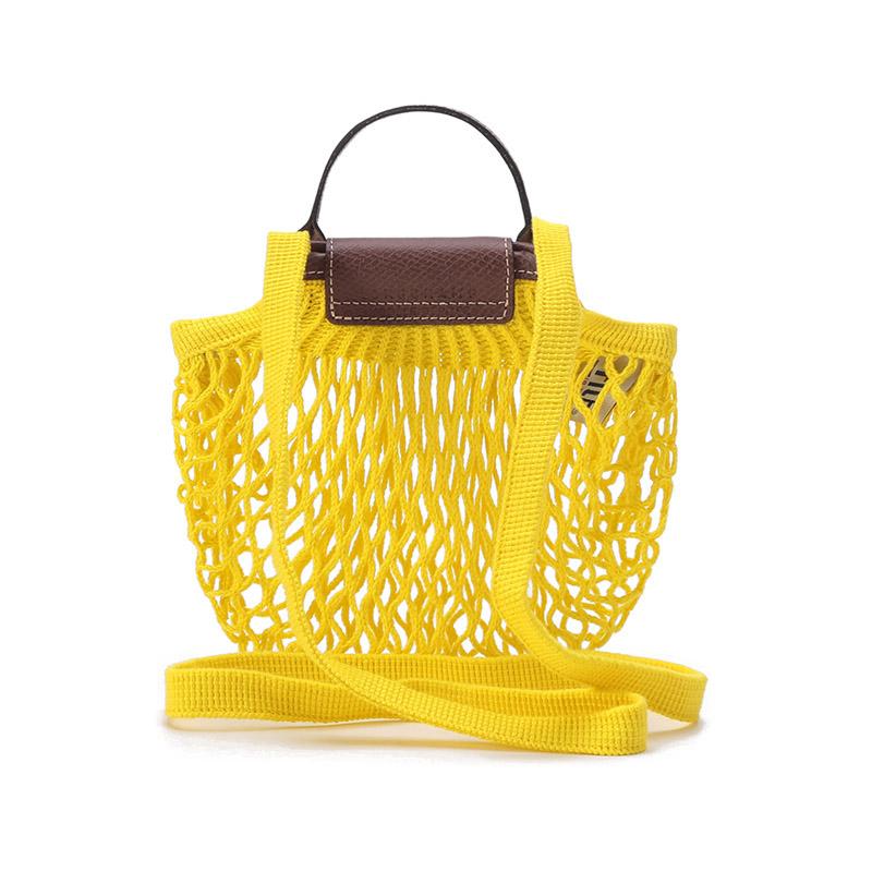 Longchamp Le Pliage 17 Fashion Casual Cotton And Leather Tote Shoulder Crossbody Bag Women bags Yellow 10139HVH174