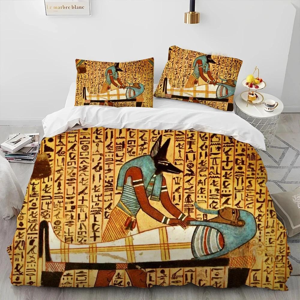 Египетская мифология Фараон Иероглифы Постельное белье Пододеяльник Комплект для кровати Пододеяльник Наволочка Одеяло Кинг Квин Размер