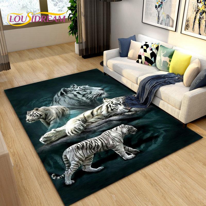 3D зверь, мультяшное животное, тигр, саблезубый, коврик, коврик для гостиной, спальни, диван, коврик для украшения, нескользящий напольный коврик