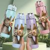 1PC Two Donkeys Kissing Noses 750ml Color Plastic Sports Water Bottle Leakproof Flip Straw Lid Suitable for Sports Office Home Use