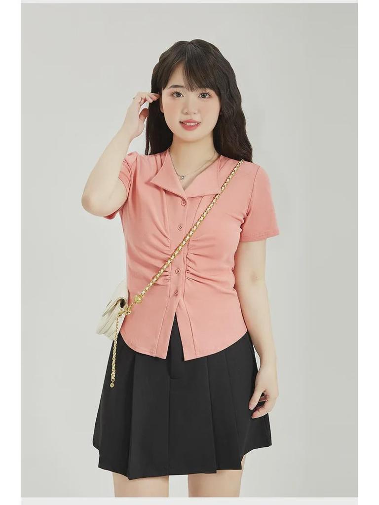 Футболка Chic Slim Fit с коротким рукавом и V-образным вырезом: Модный стиль горячей девушки