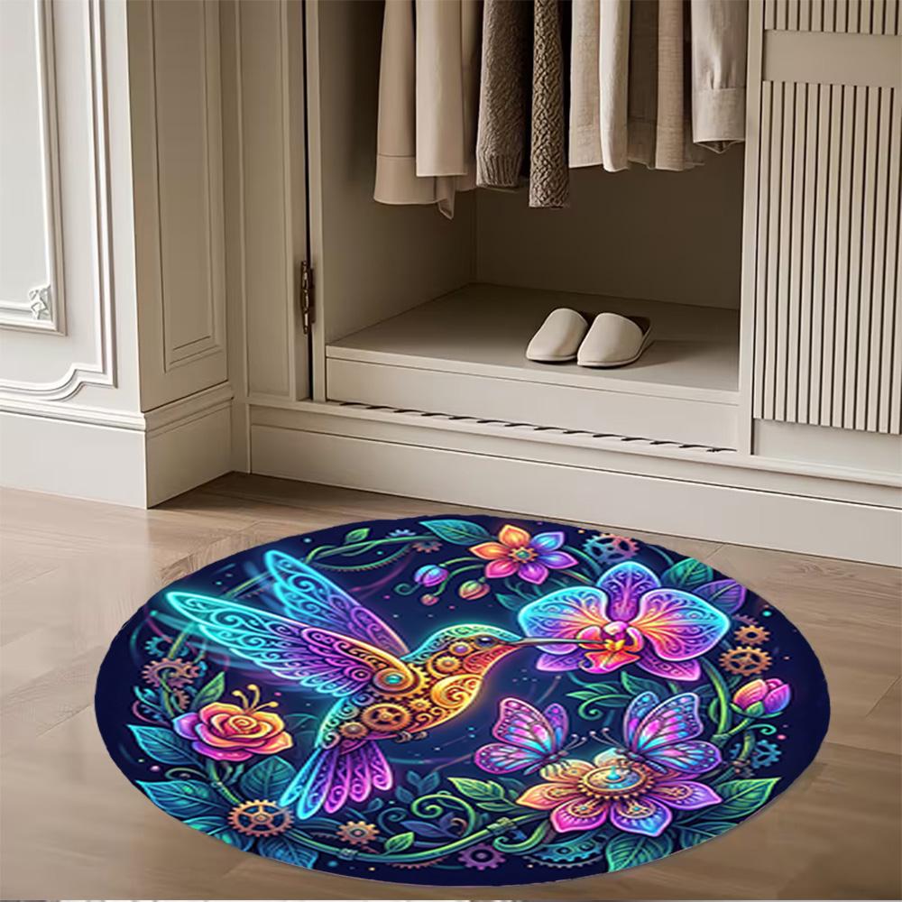 1pc home carpet design for office decor gift living room bedroom non slip colorful hummingbird flowers rug
