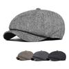Men Newsboy Cap Winter Warm Thick Vintage Herringbone Octagon Cap Women Casual Stripe Berets Gatsby Flat Hat