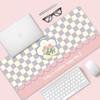 Extra Large Cute Checkered Mouse Pad, Flower Bear Design, Desk Mat for Laptop and Keyboard