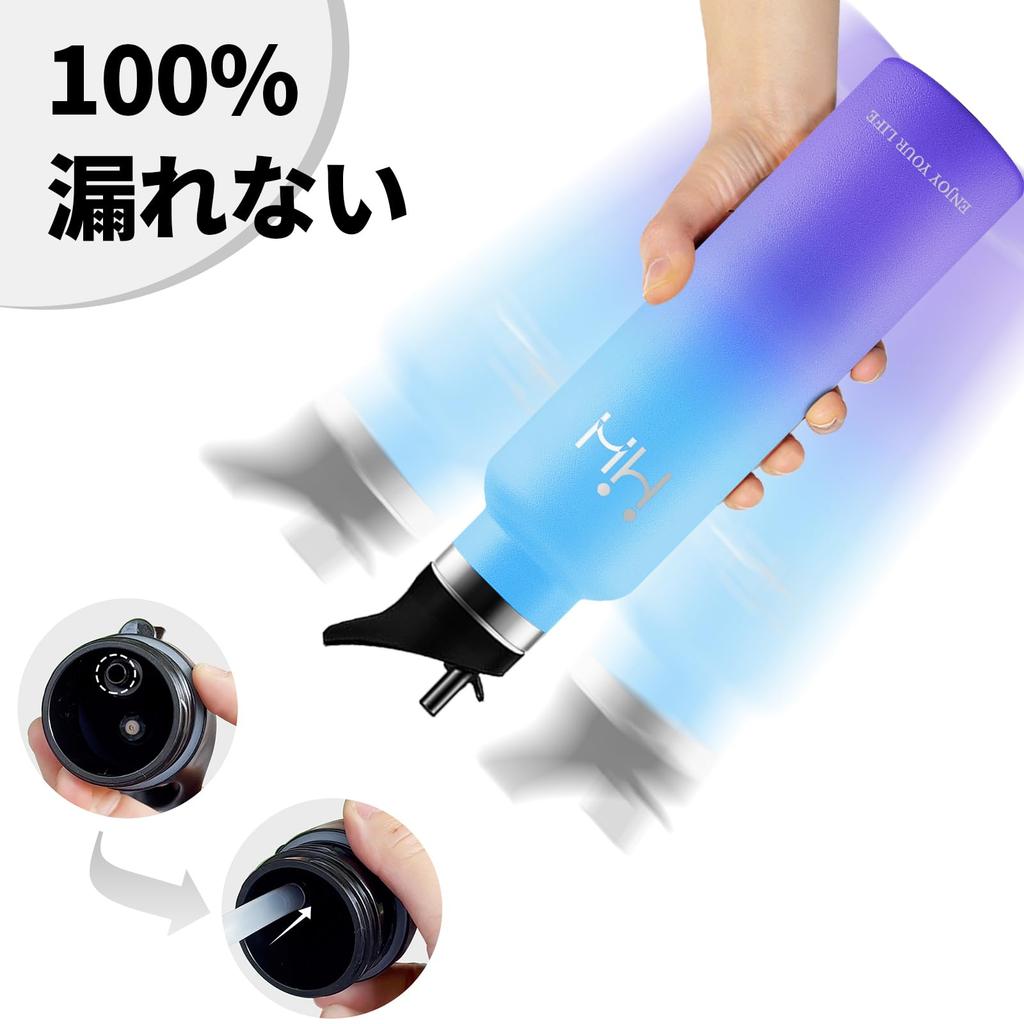 Бутылка для воды из нержавеющей стали 1 с изолированной водой вакуумная нержавеющая сталь BPA включает в себя 2 типа легко моющихся в посудомоечной машине синих фиолетовых бутылок, литр, соломинка,