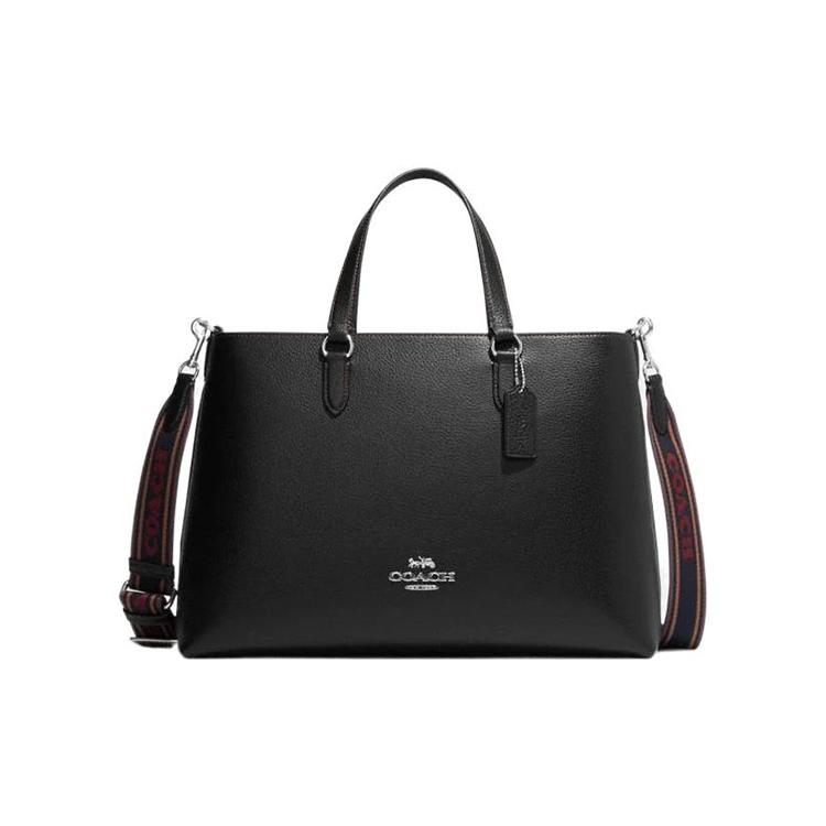 COACH Logan Pebbled Leather Shoulder Bag, Crossbody Bag, Handbag Large Women's Black CH251-SVA47