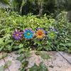 Artistic Garden Path Accents Metal Artificial Flower Stake, Decorative Yard Art Sculpture, Colorful Floral Design Lawn Ornaments Decor for Outdoor
