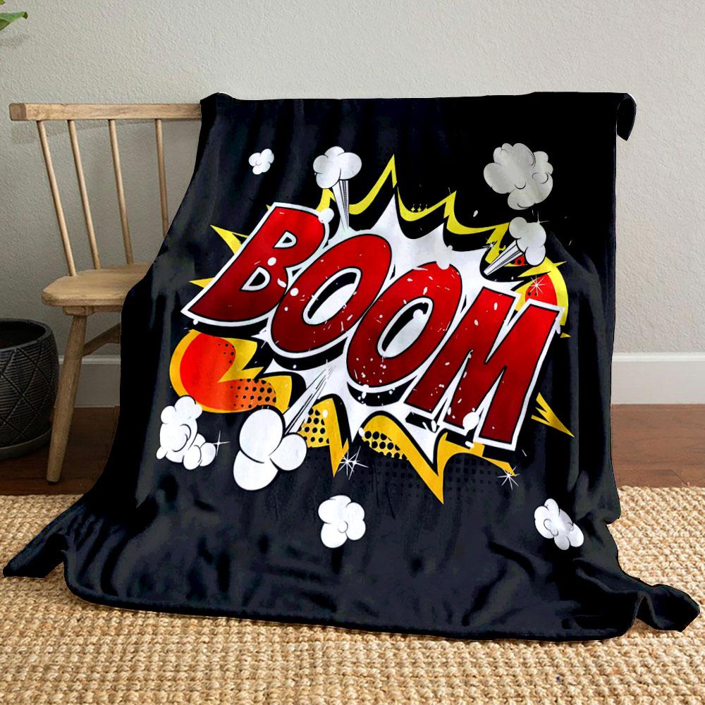 Comic Style "Boom" Explosion Design print blanket soft and cozy perfect for the living room bed sofa or a nap,gift
