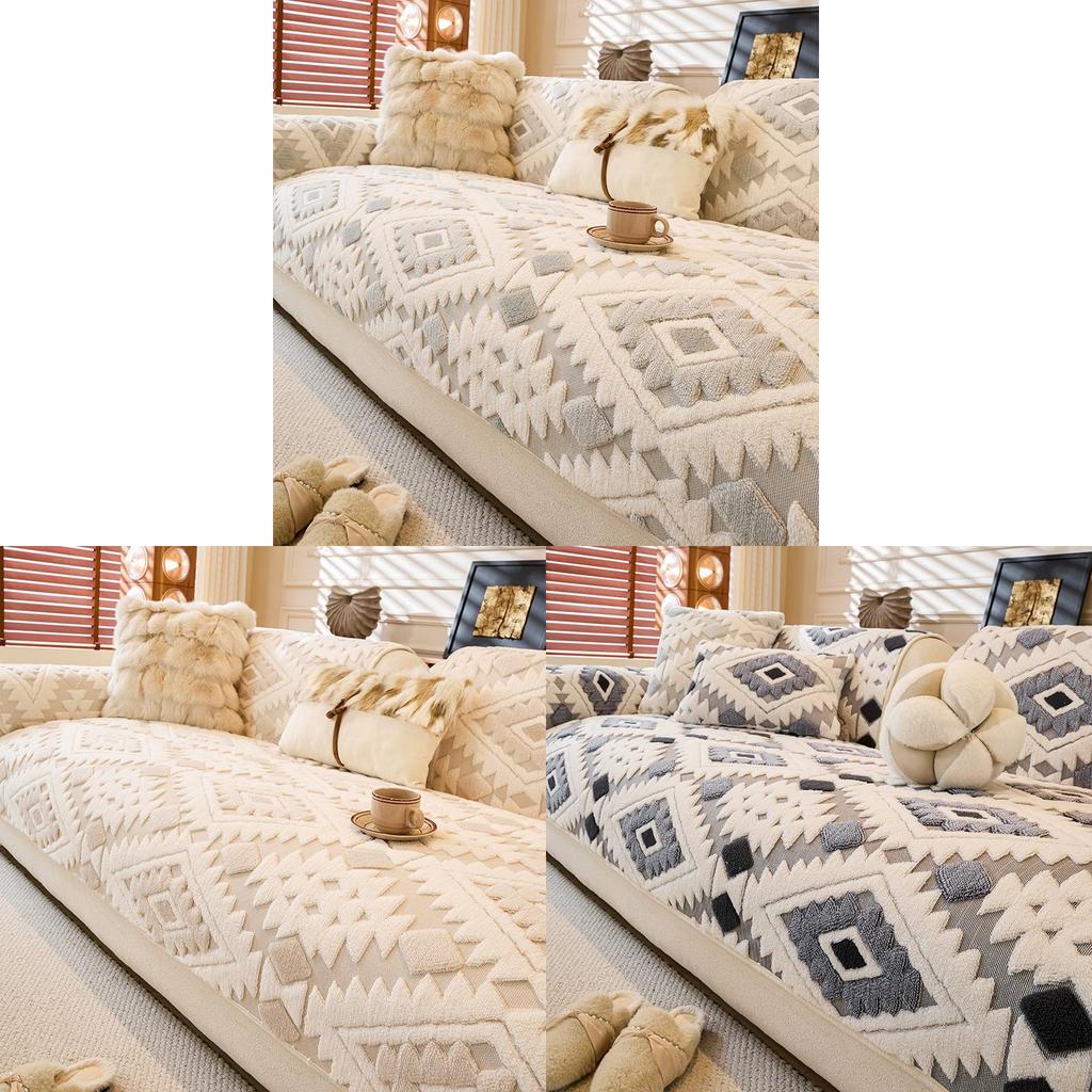 Nordic Style Plush Sofa Cushion Cover With Geometric Pattern For Living Room Decor